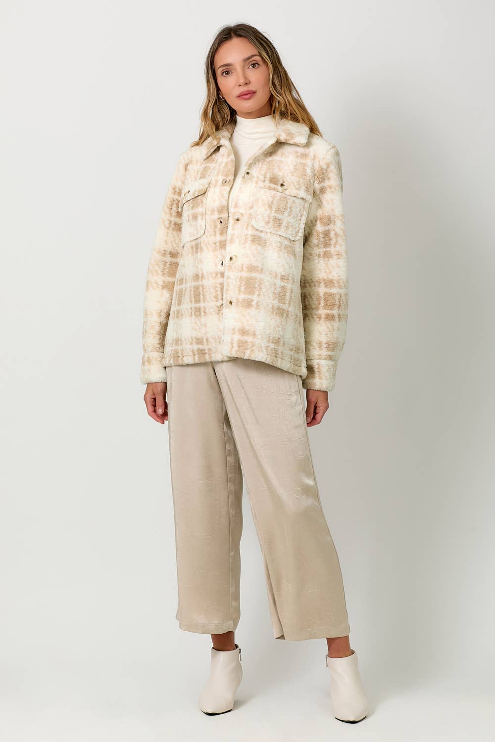 Button Down Print Fur Jacket