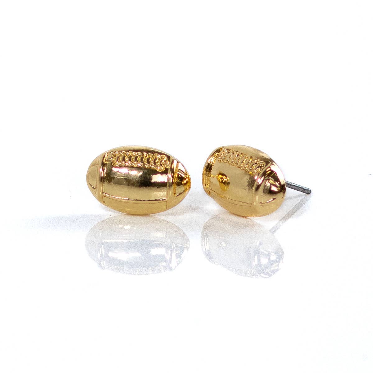 Football Stud Earrings Gold .5"