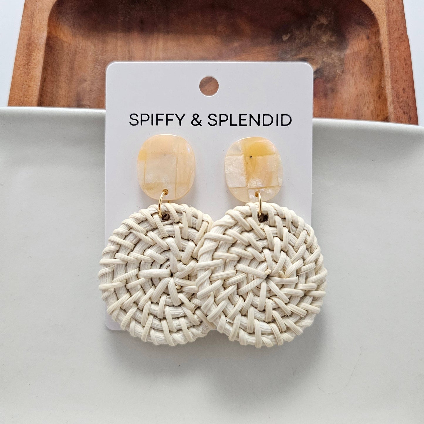 Dominica Earrings - Light Rattan