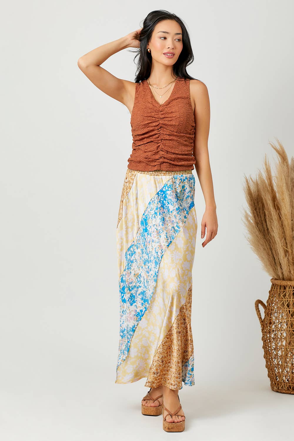 Floral Ruched Tank Top