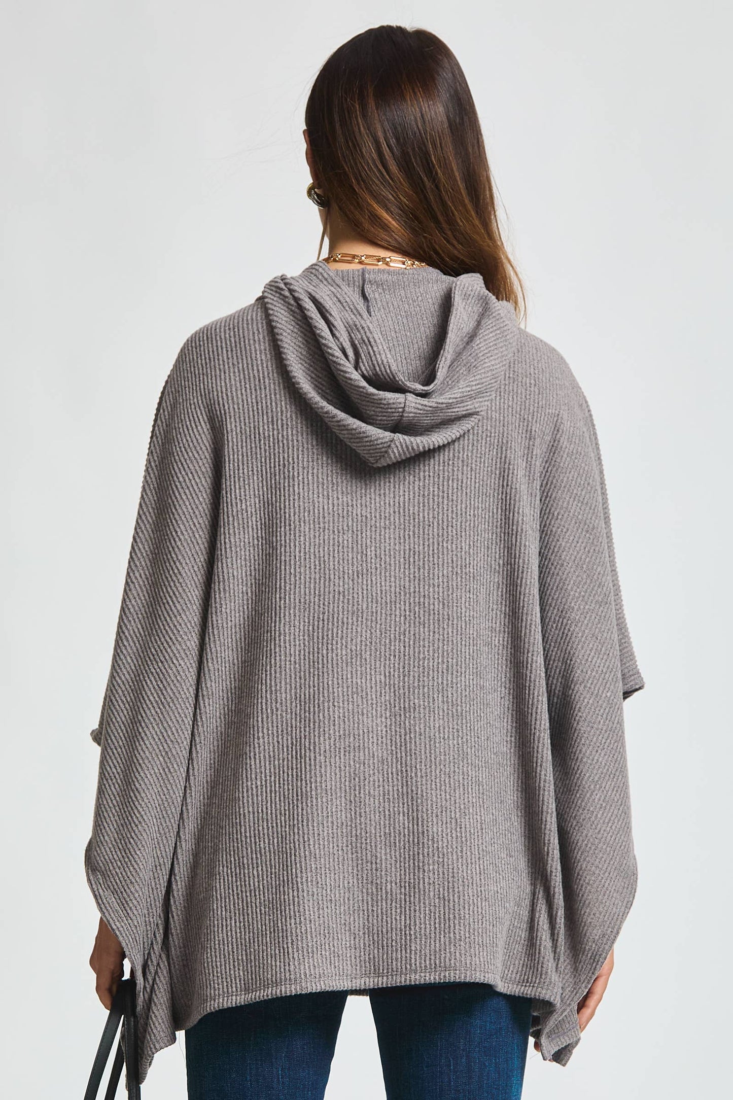 Ribbed Knit Poncho Top