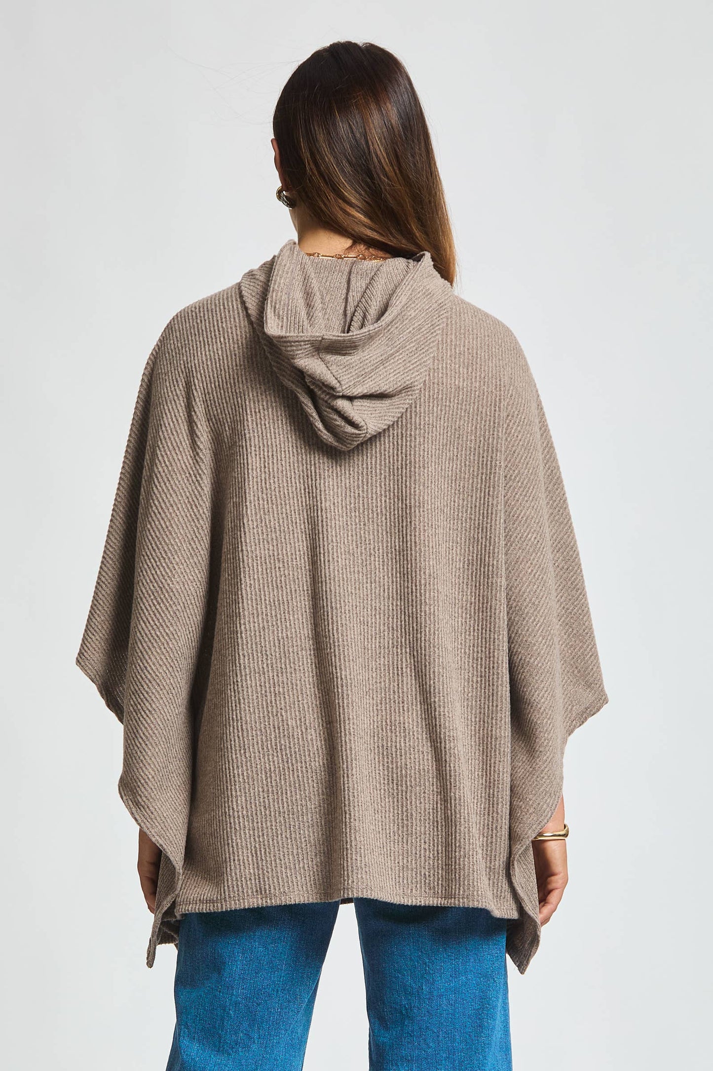 Ribbed Knit Poncho Top