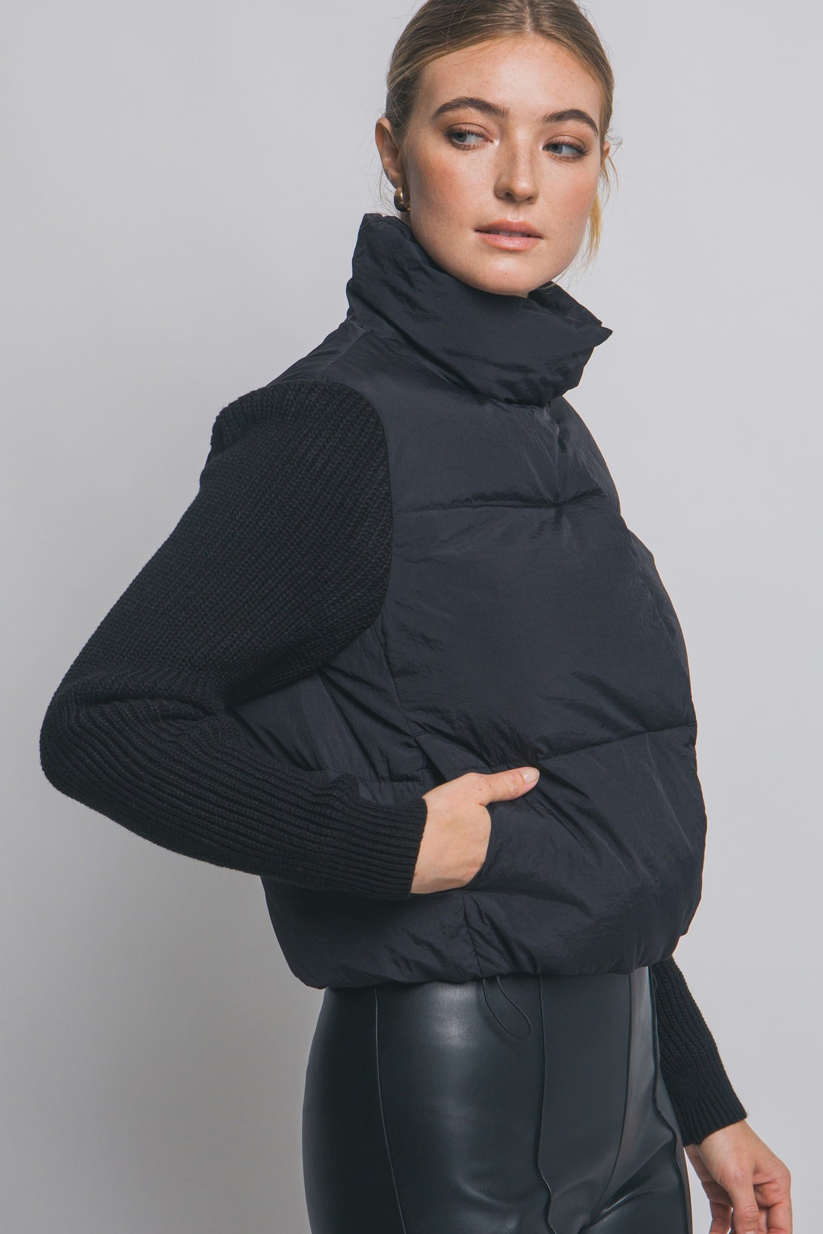 stand collar puff jacket