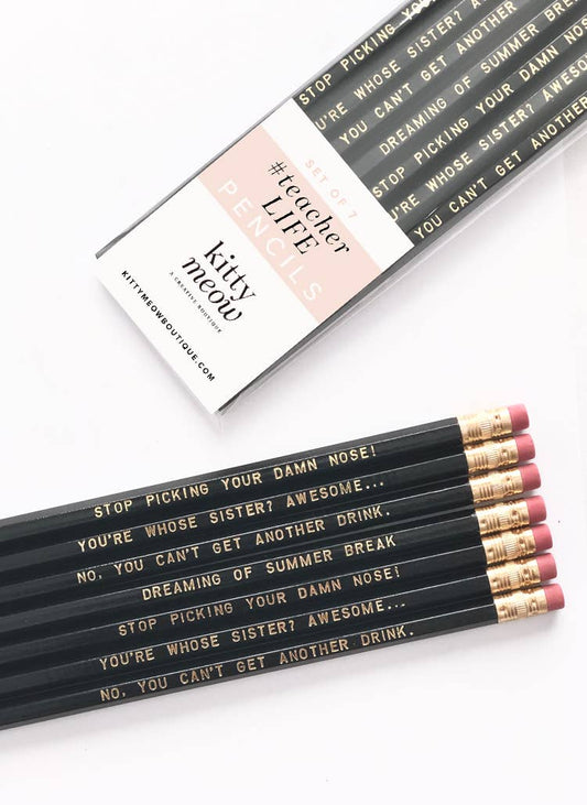 #TeacherLife, Funny Teacher Pencil Pack - Teacher Gift Idea