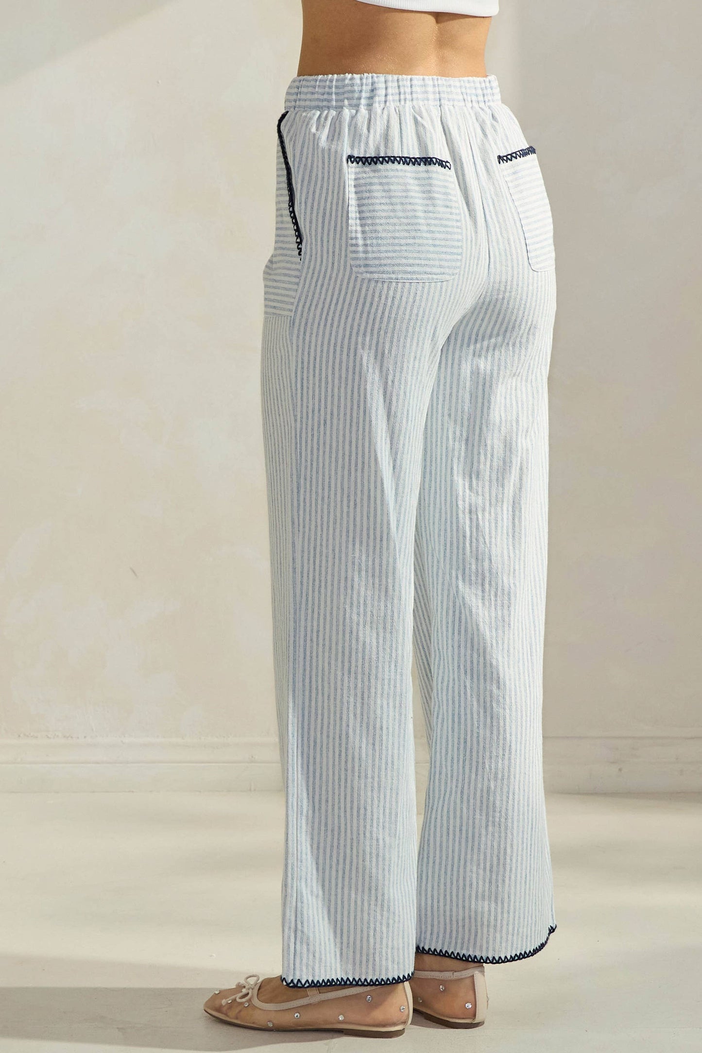 Striped Pants with Stitch Details