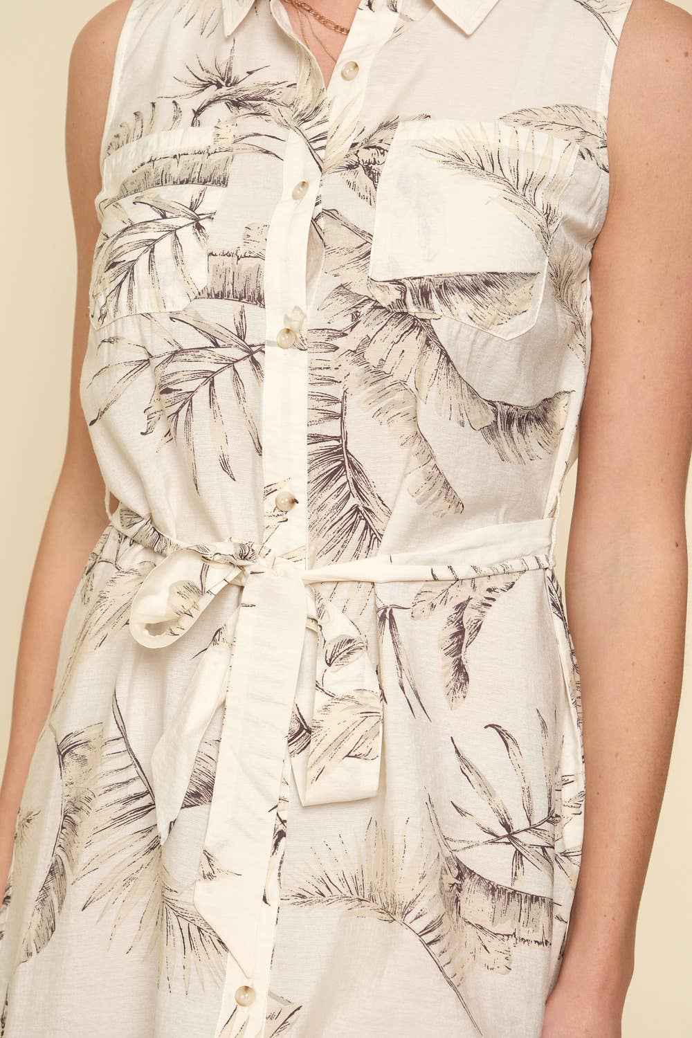 Leaf Print Shirt Dress