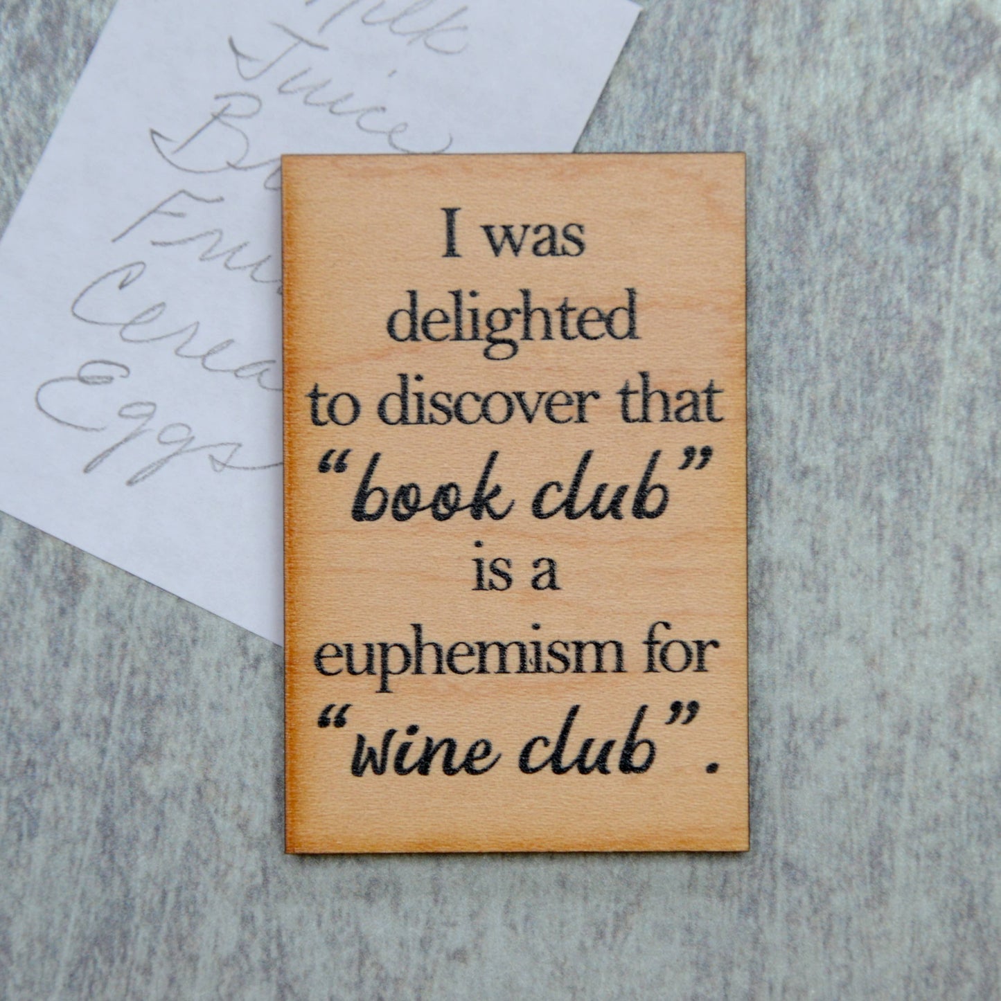 Funny Magnet - Book Club Wine Club Wooden Magnet