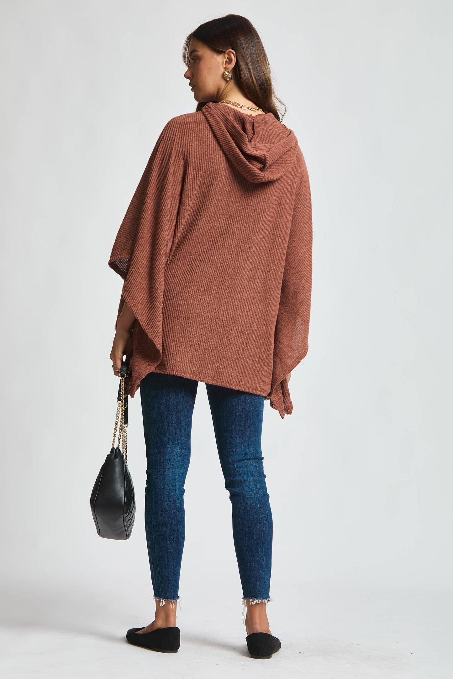 Ribbed Knit Poncho Top