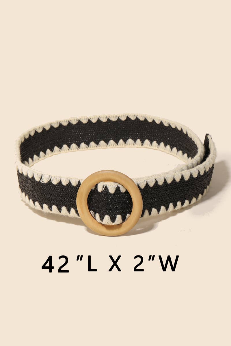 Wooden Round Buckle Braided Fashion Belt