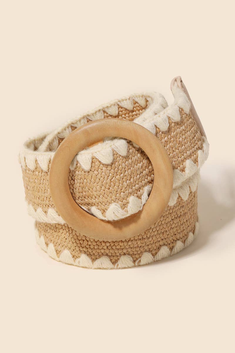 Wooden Round Buckle Braided Fashion Belt