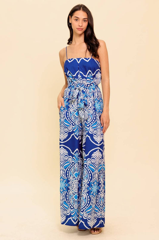 A printed woven jumpsuit