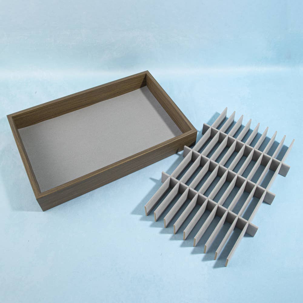 Wooden Slotted Jewelry Display Organizer Tray