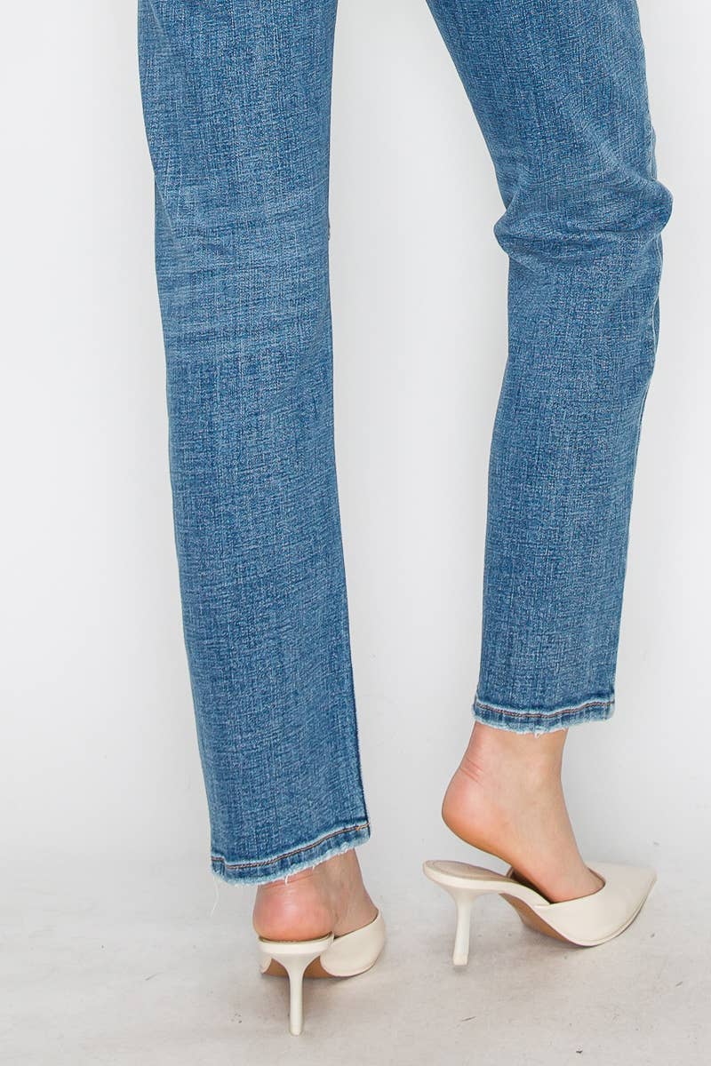 WESTERN DETAILING HIGH RISE STRAIGHT LEG JEANS