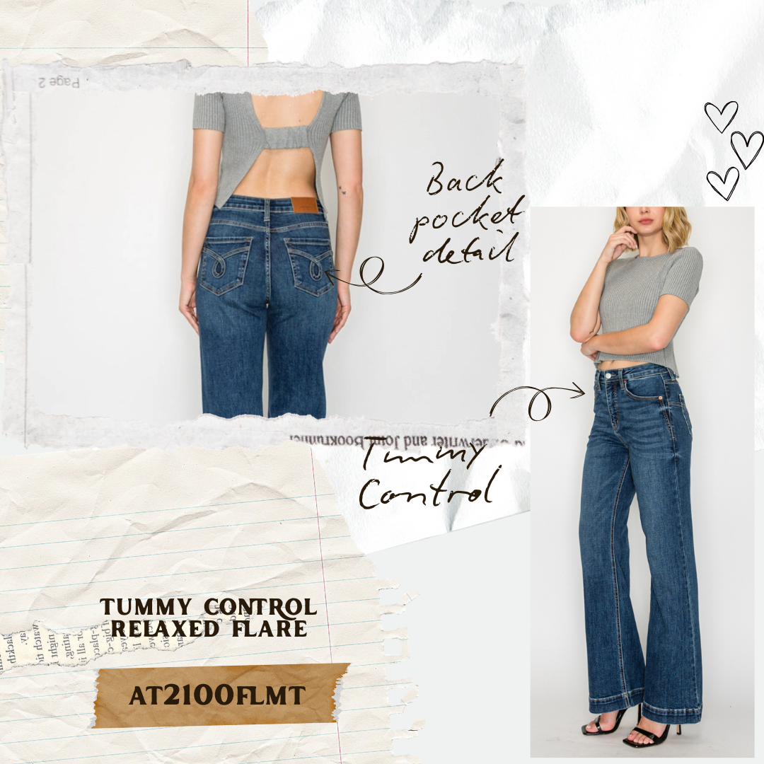 Tummy Control High Rise Relaxed Holly Flare Jeans