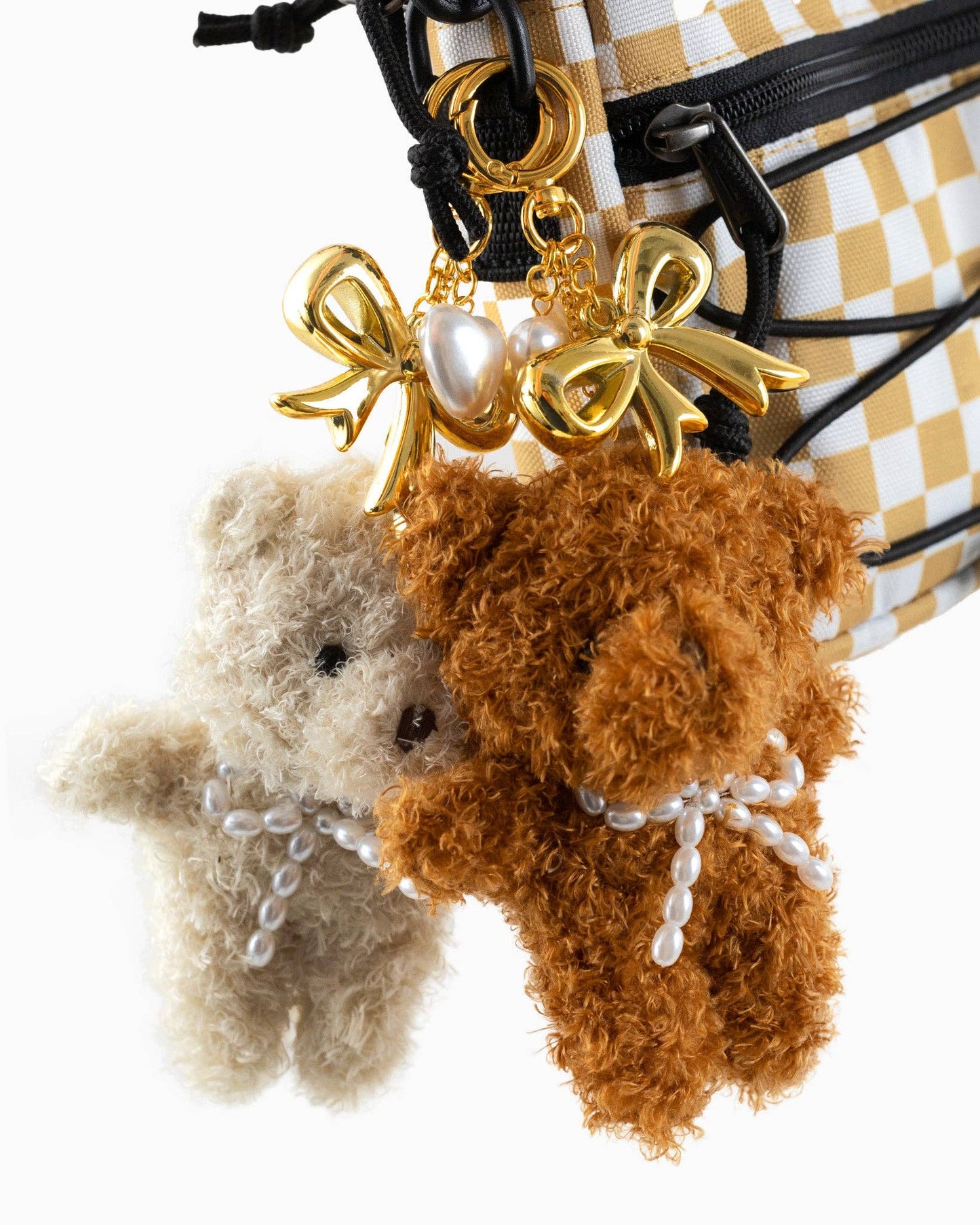 Plush Pearl Bow Teddy Bear Bag Charm