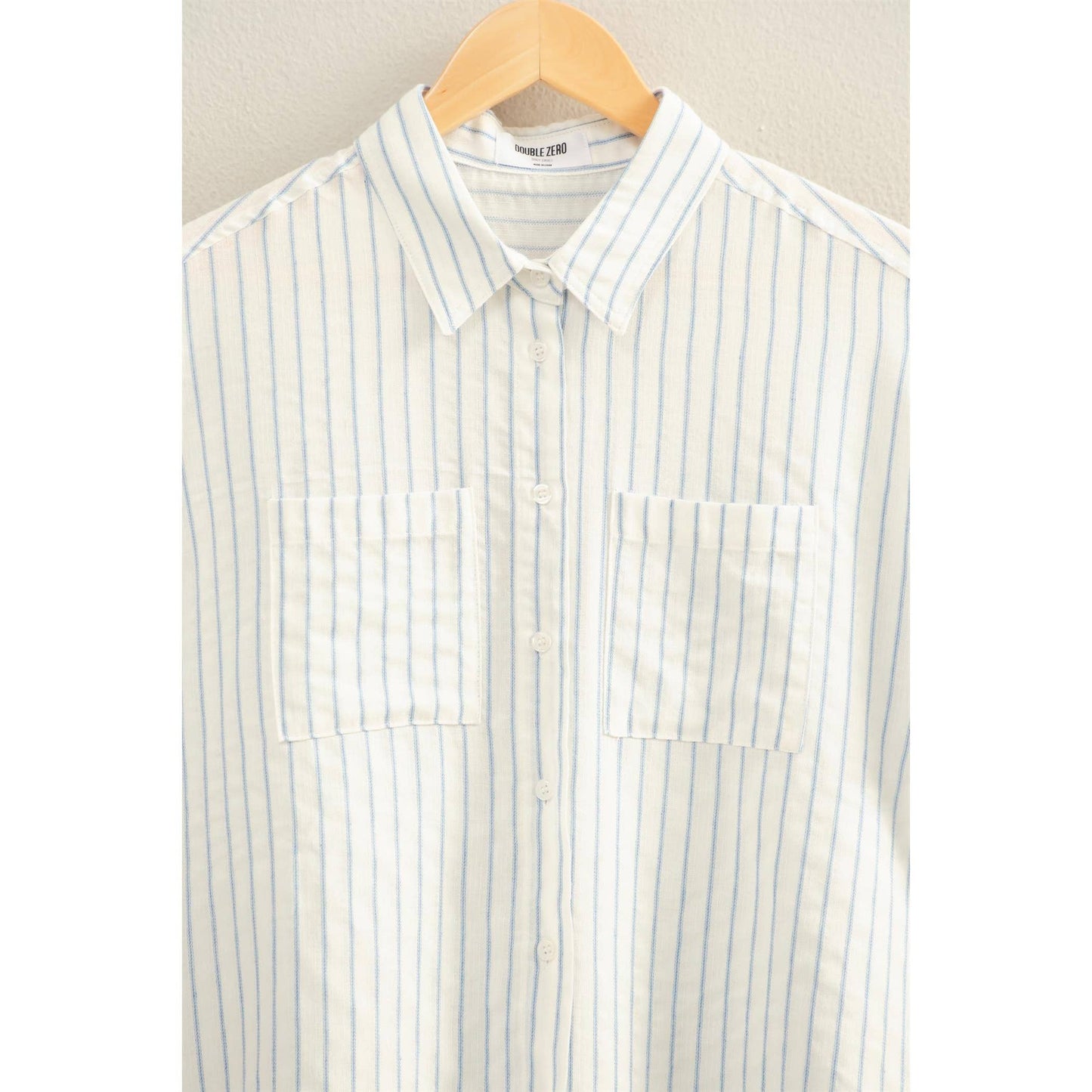 Striped Button-Up Dolman Sleeve Shirt