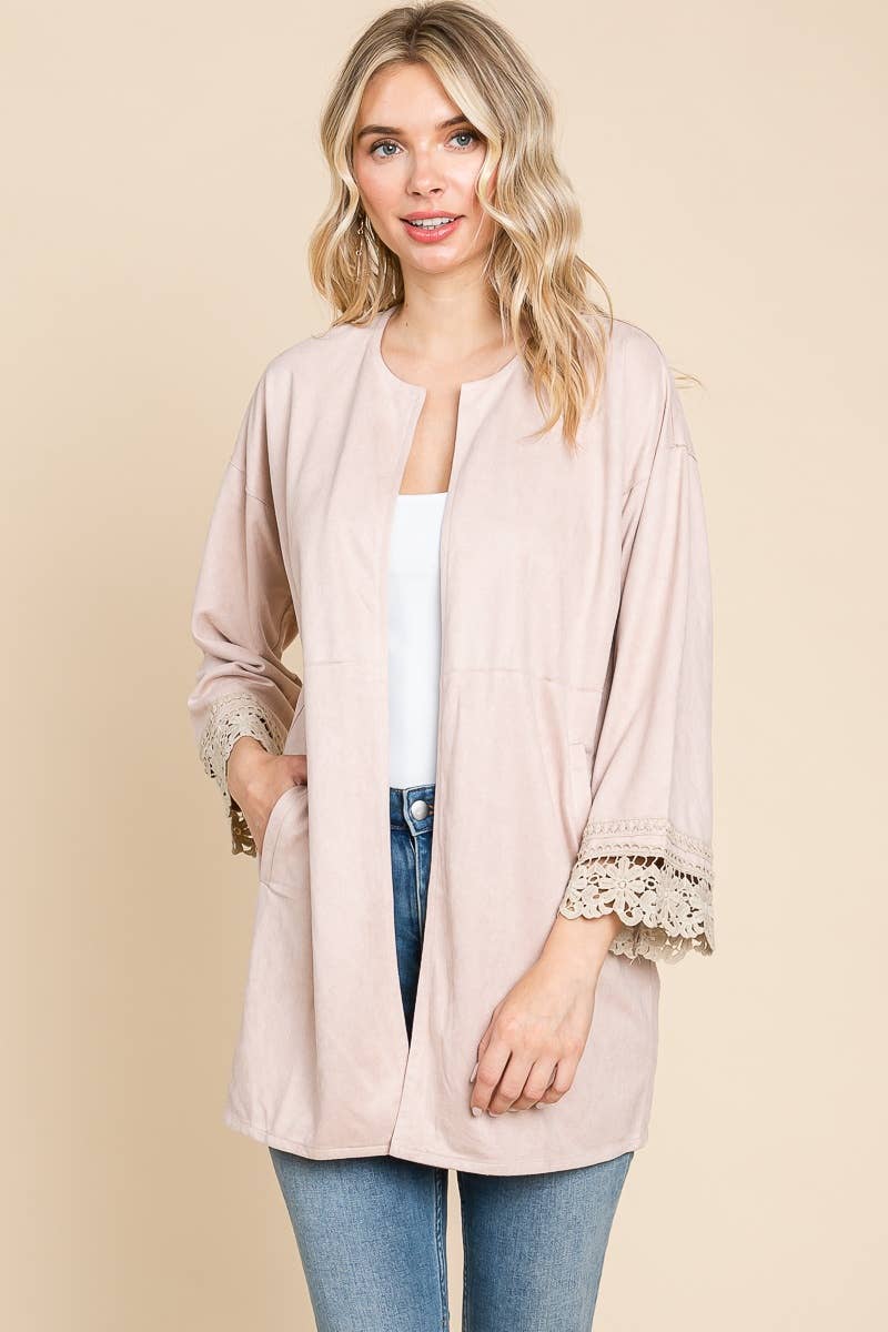 Suede coatigan