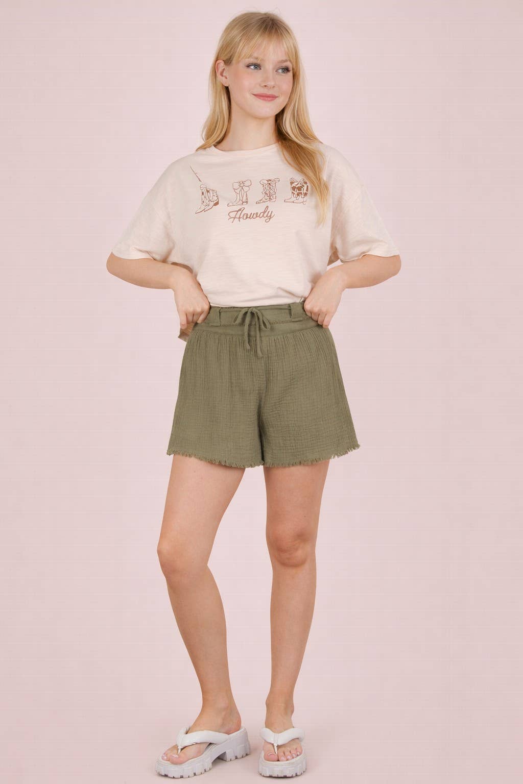 Cotton Gauze Shorts W/ Front Tie