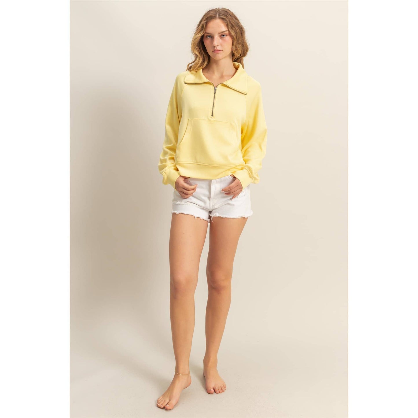 High Neck Half Zip Pocket Sweatshirt