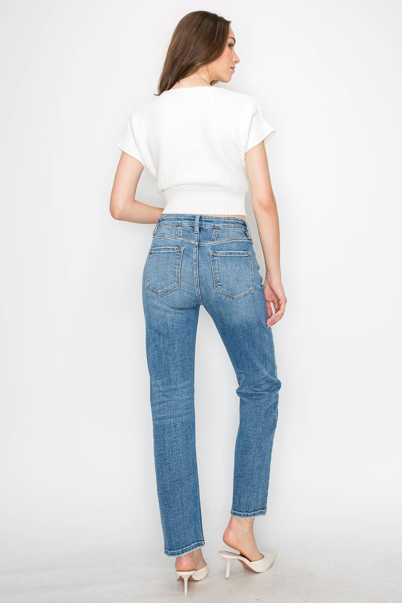 WESTERN DETAILING HIGH RISE STRAIGHT LEG JEANS