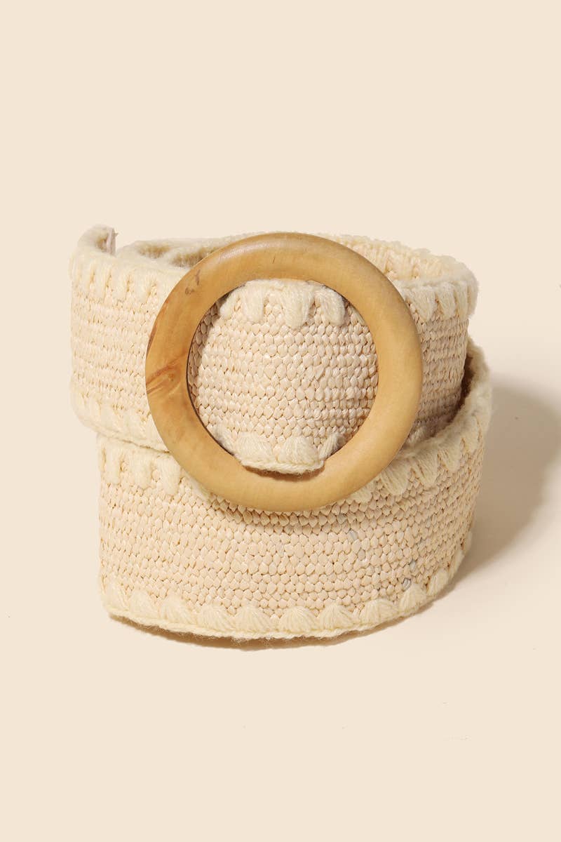 Wooden Round Buckle Braided Fashion Belt