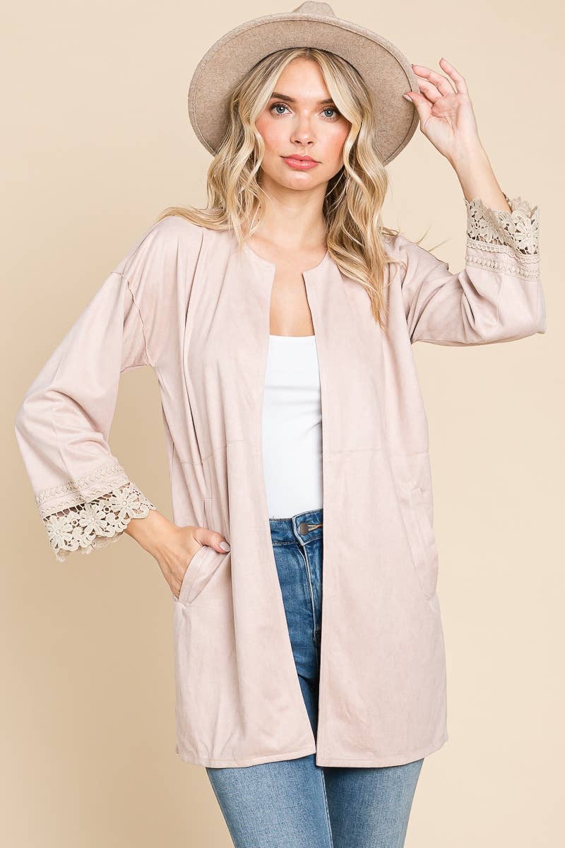 Suede coatigan