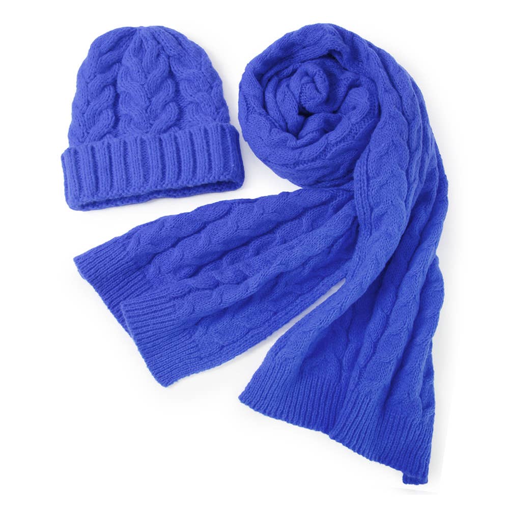 Cable Knit Hat Scarf Set