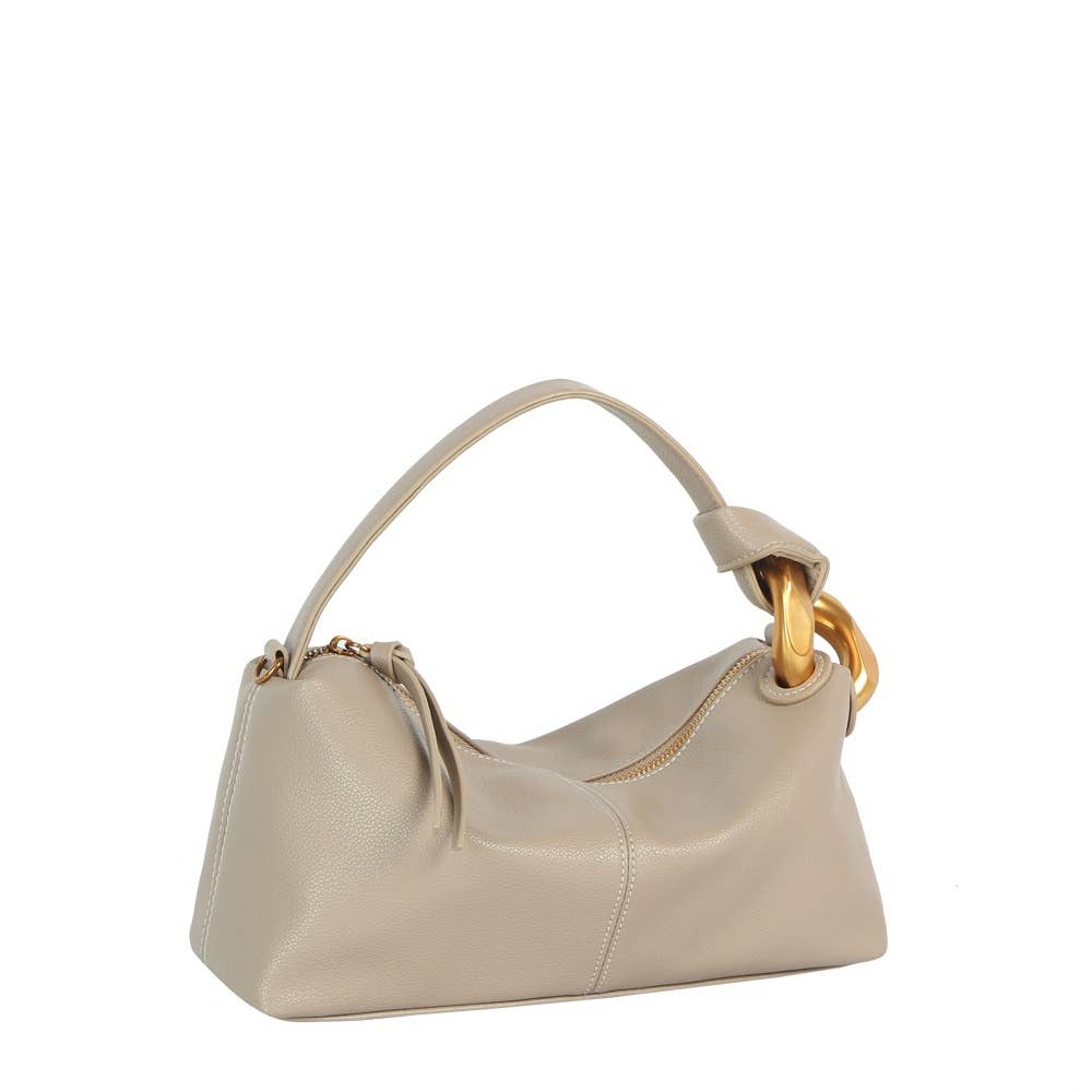 Chunky Link Handle Hobo Baguette Bag