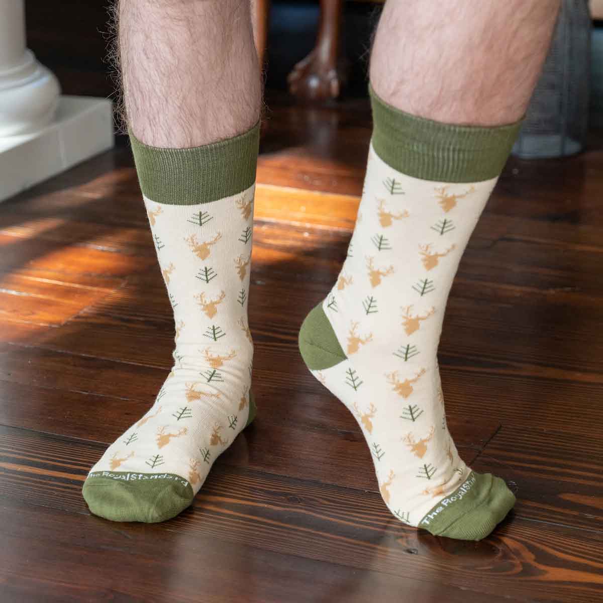 Men's Buck Socks Taupe/Olive One Size