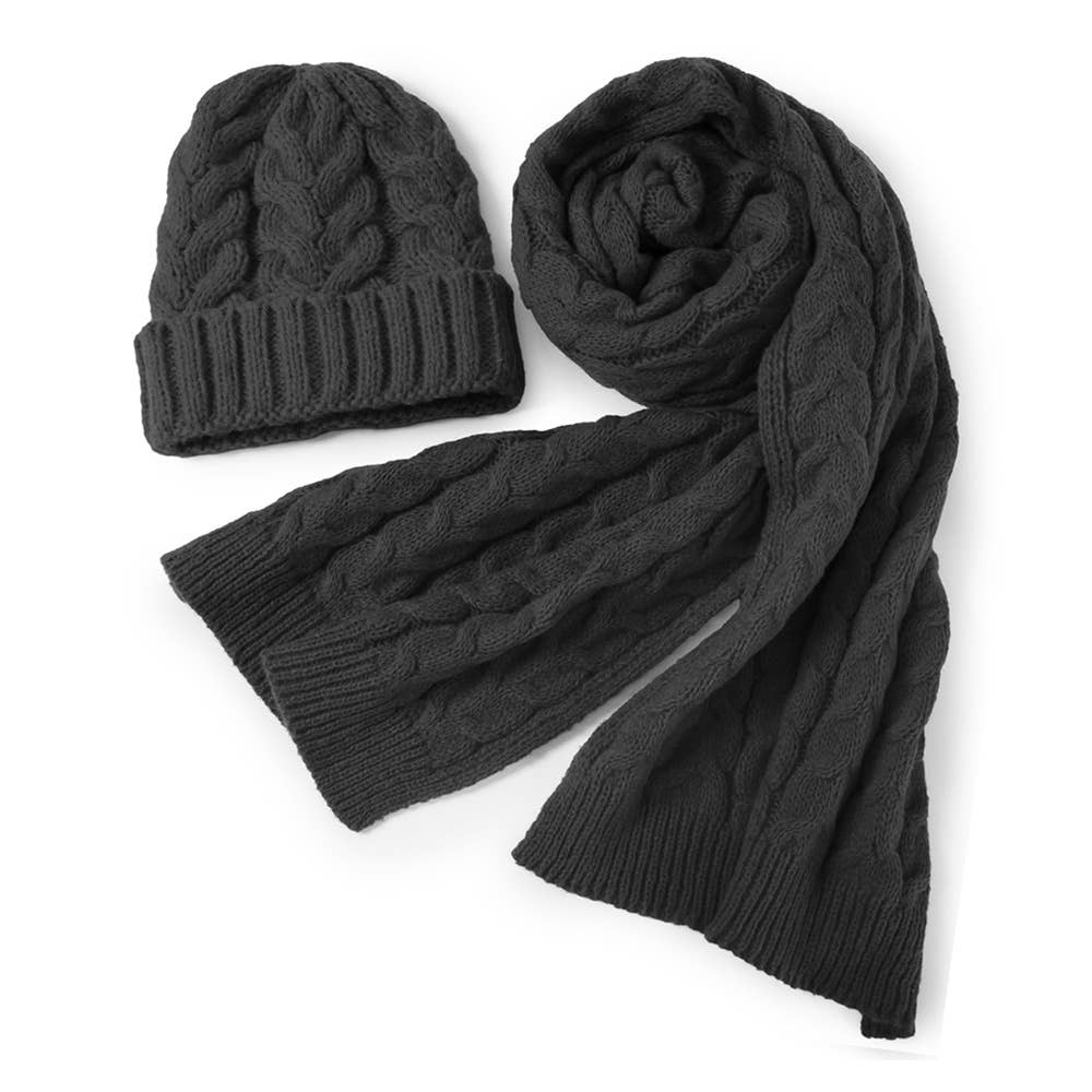 Cable Knit Hat Scarf Set