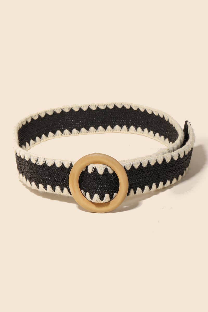 Wooden Round Buckle Braided Fashion Belt