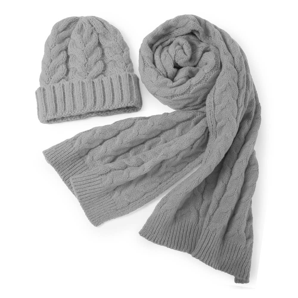 Cable Knit Hat Scarf Set