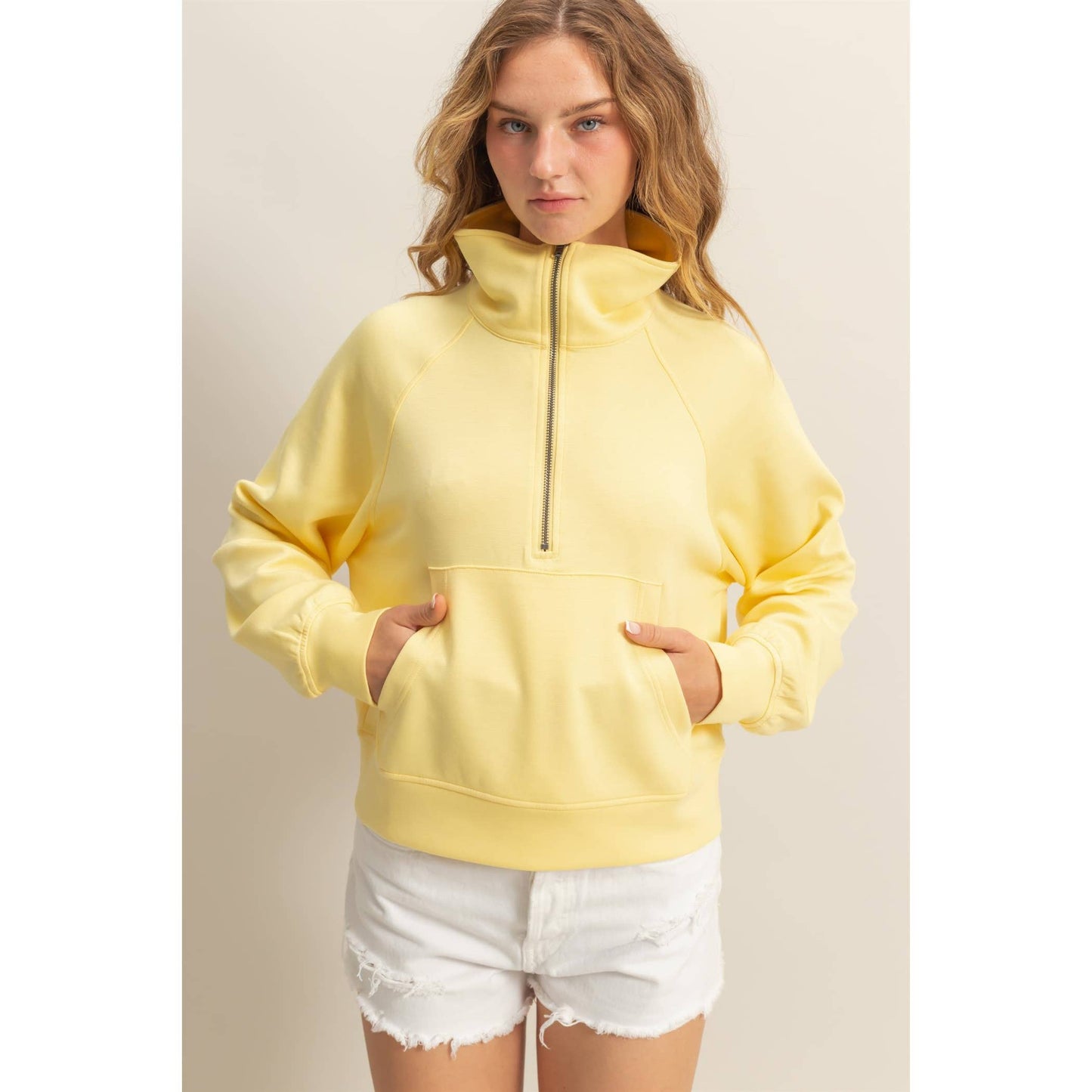 High Neck Half Zip Pocket Sweatshirt