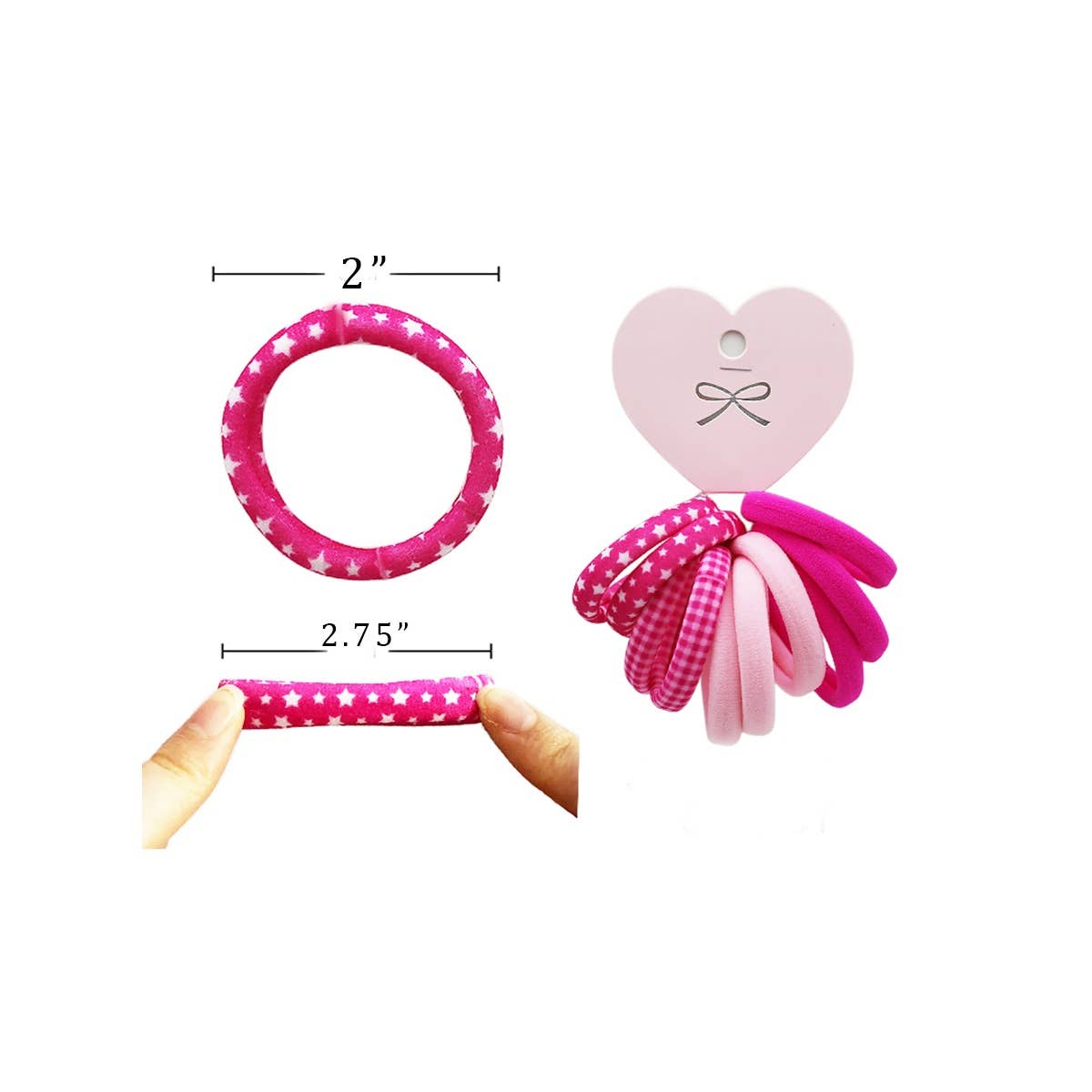 Pink Theme Printed and Solid Combined Hair Tie Set