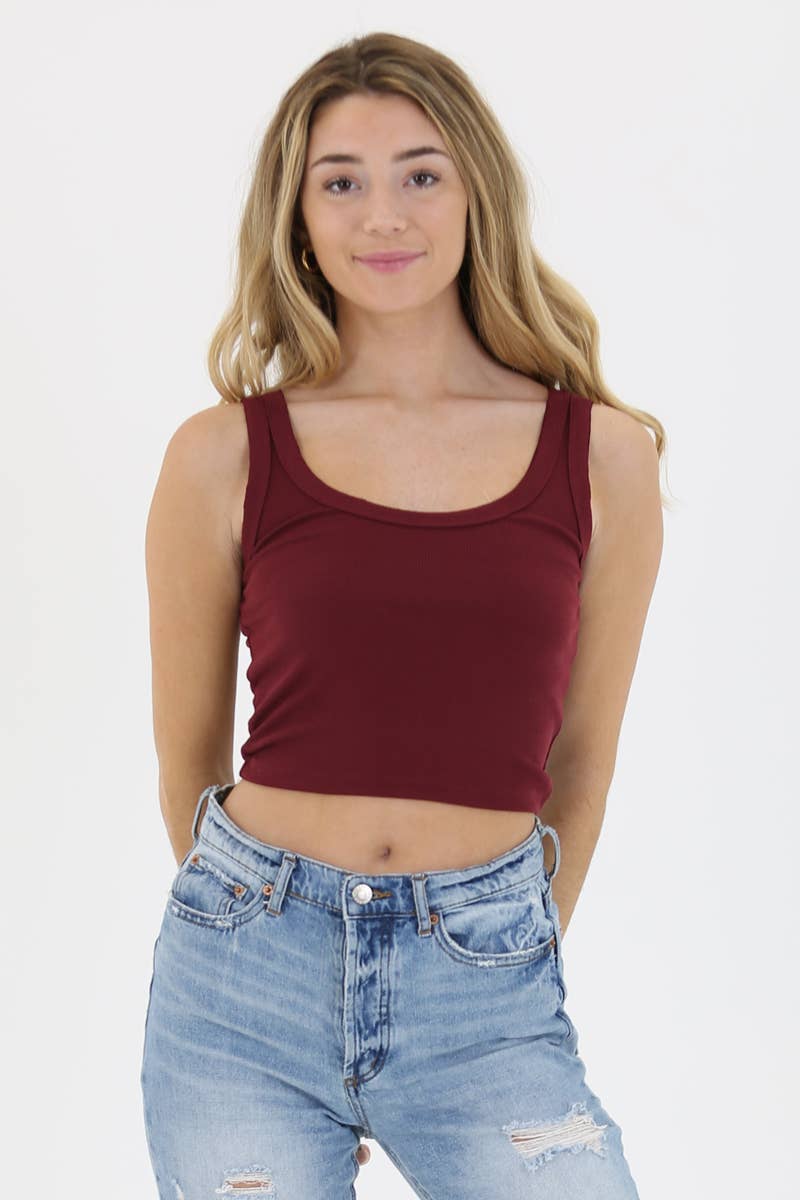 X2CA5-ASIS RIB KNIT SCOOP NECK TANK