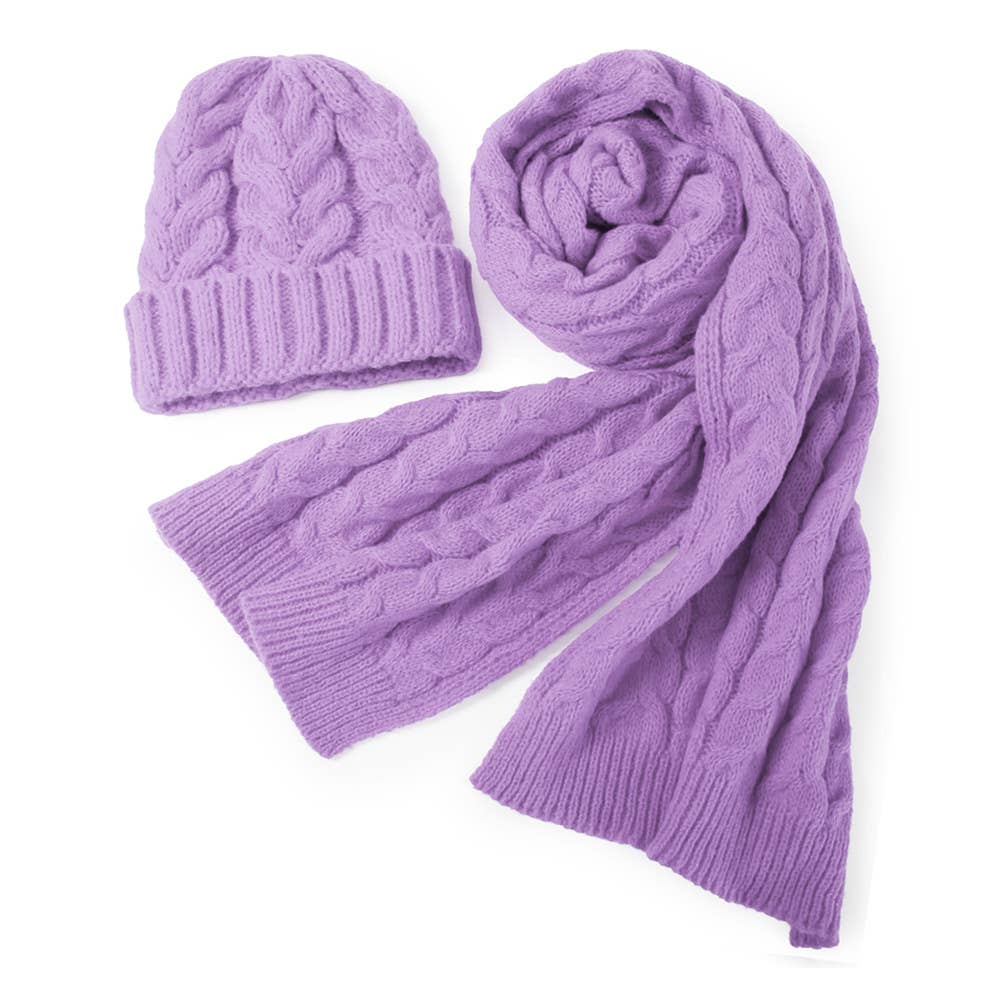Cable Knit Hat Scarf Set