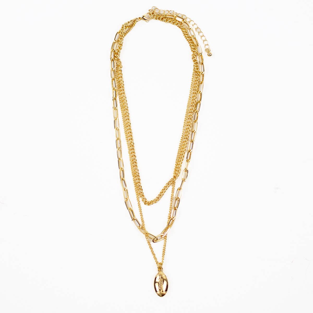 Football Layered Necklace Gold 14"/16"/17"