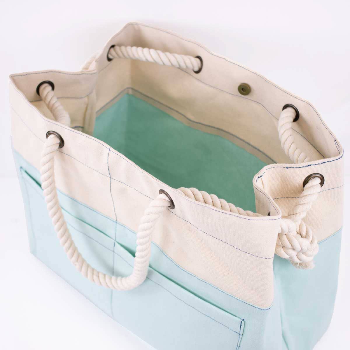 Lake Canvas Pocket Tote Natural/Sky 18x14x9