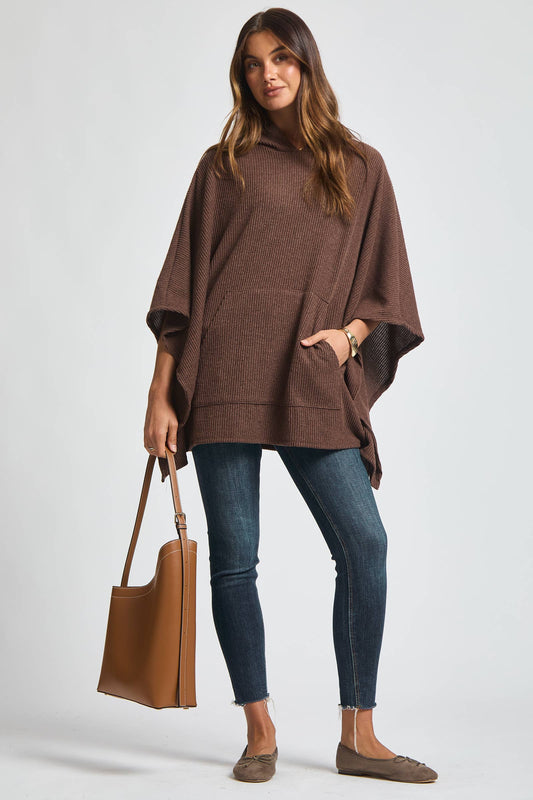 Ribbed Knit Poncho Top