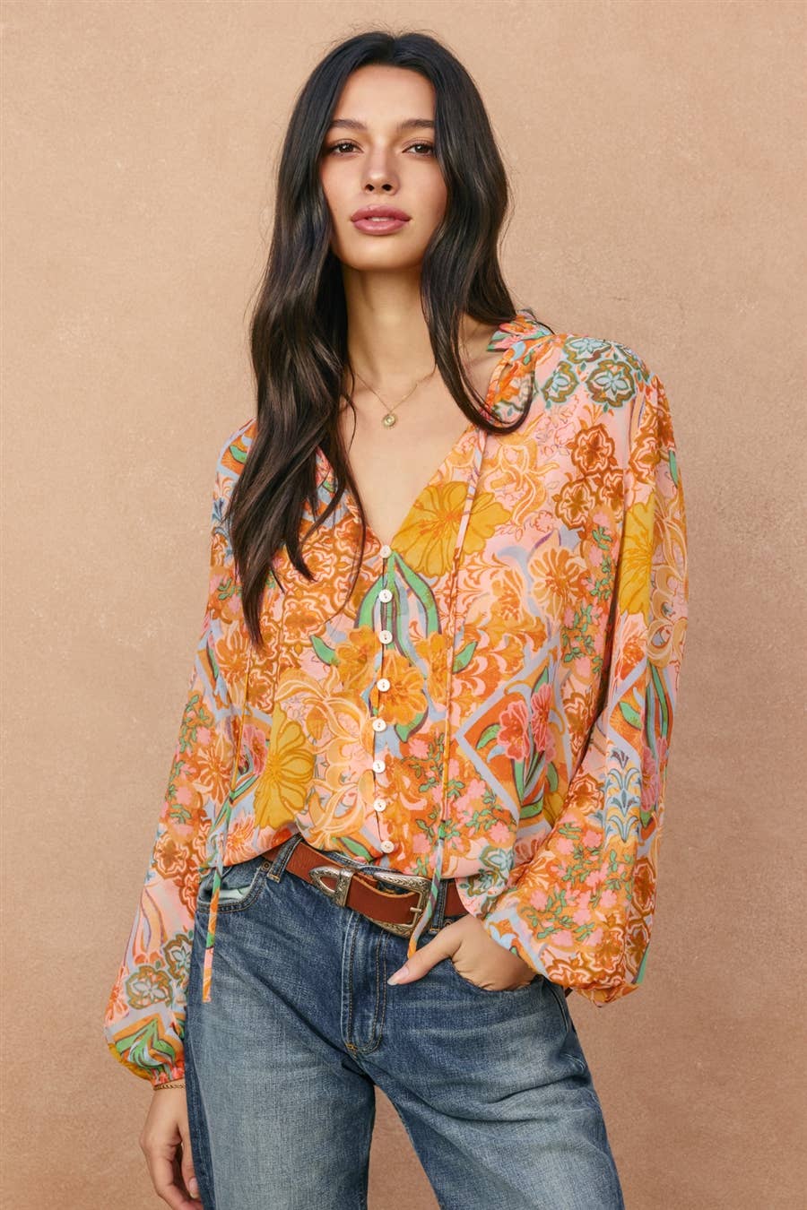 Paisley Balloon Shirring Blouse