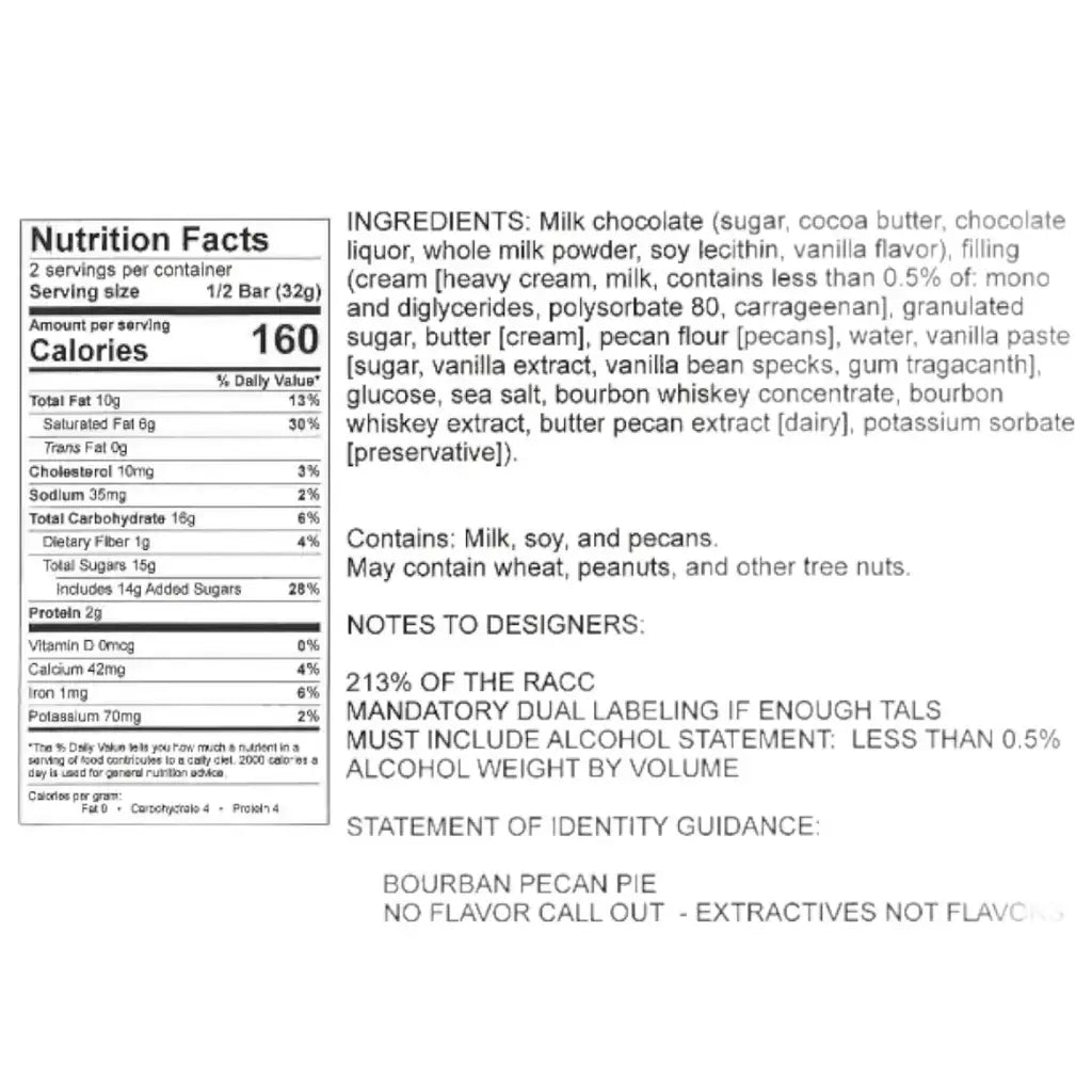 Candy Bar - Milk Chocolate - Bourbon Pecan Pie - 2.25 oz