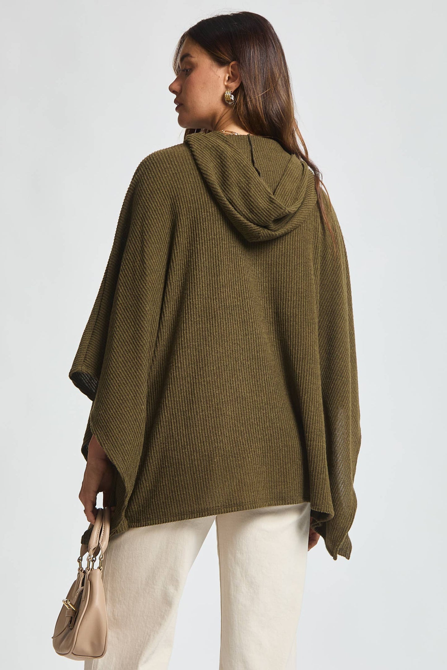 Ribbed Knit Poncho Top