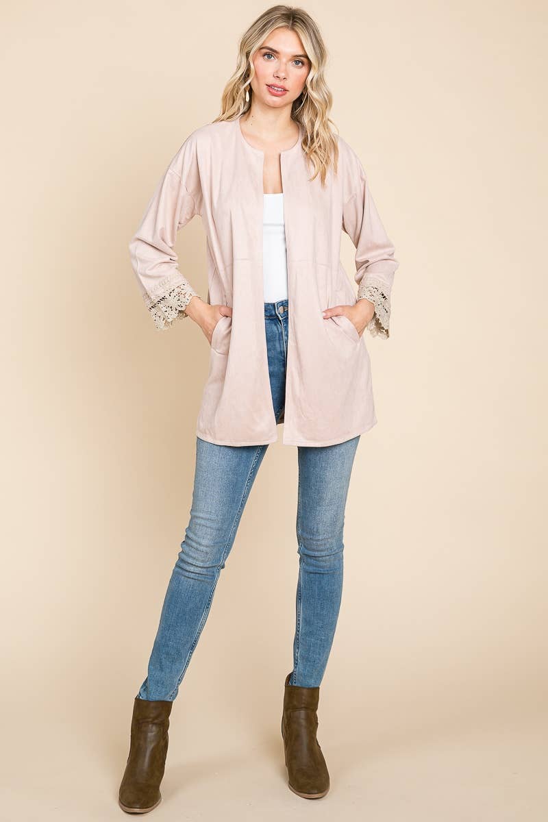 Suede coatigan