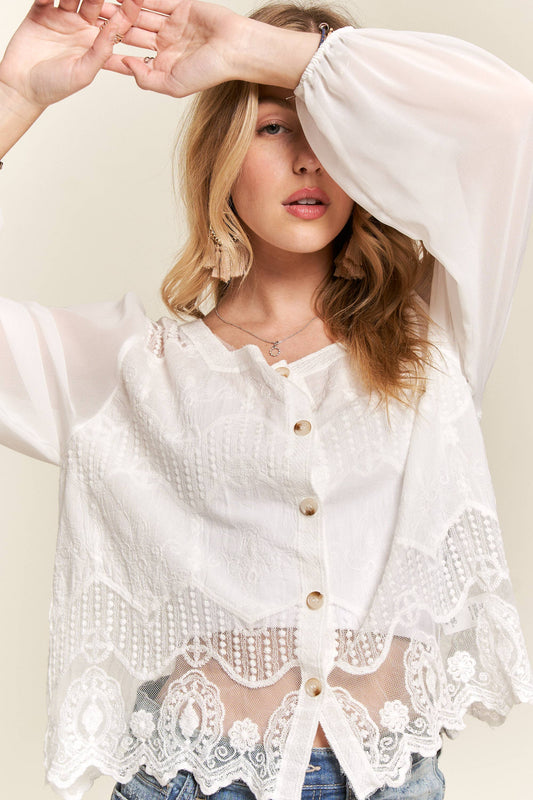 Button down embroidered Blouse