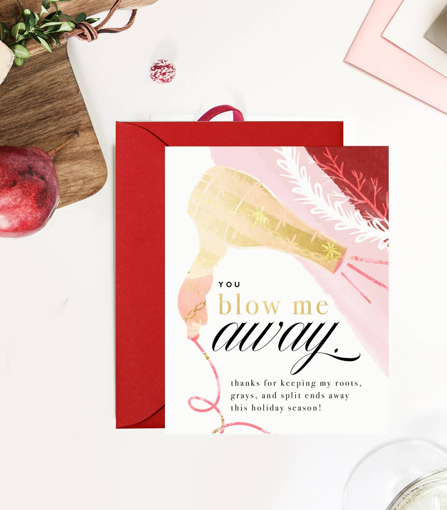 Hair Stylist Holiday Thank You Greeting Card for Hairdresser