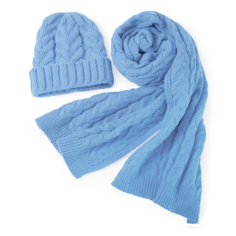 Cable Knit Hat Scarf Set