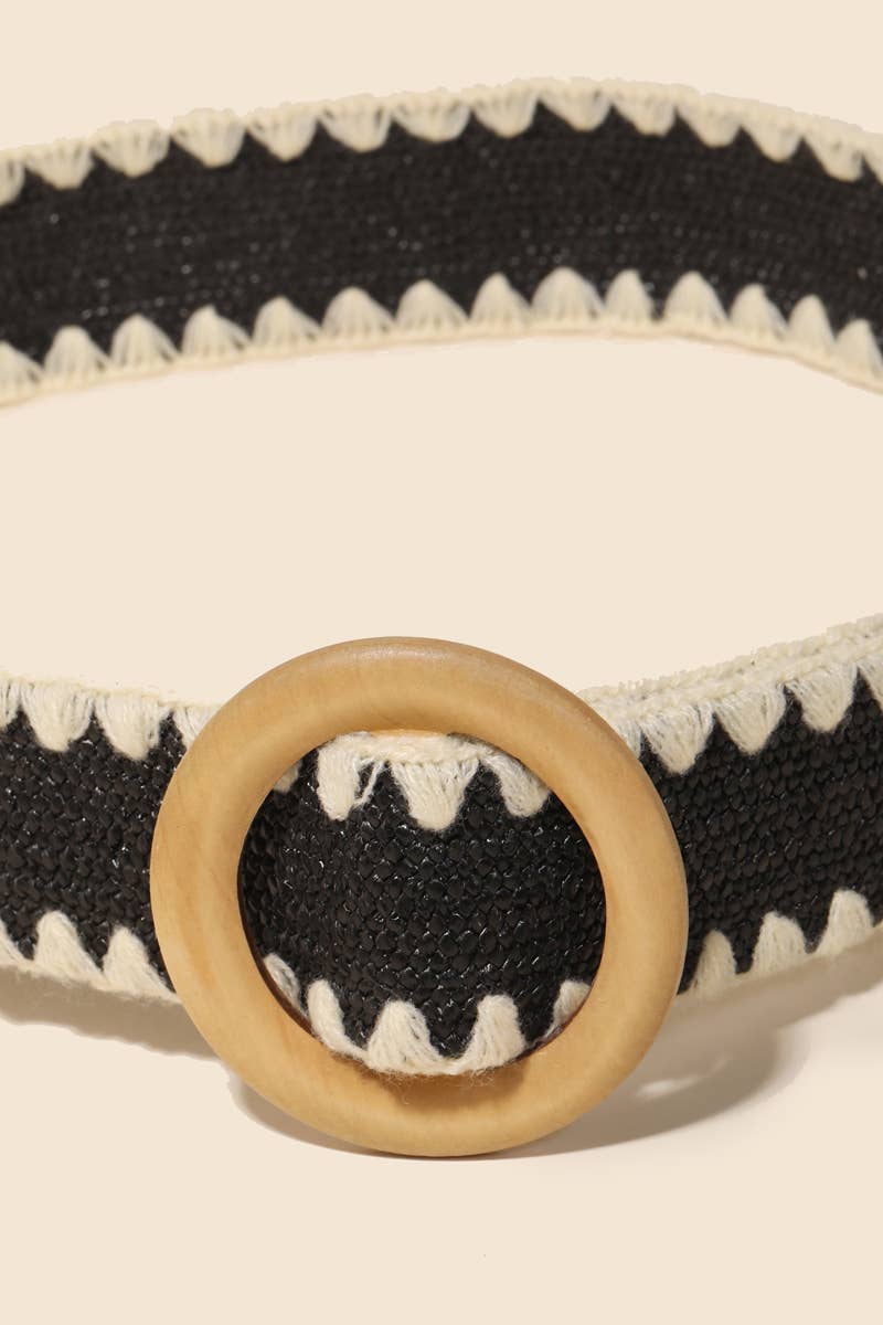 Wooden Round Buckle Braided Fashion Belt