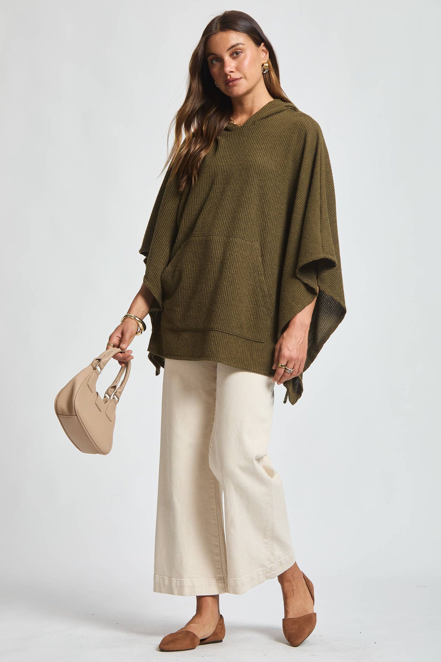 Ribbed Knit Poncho Top