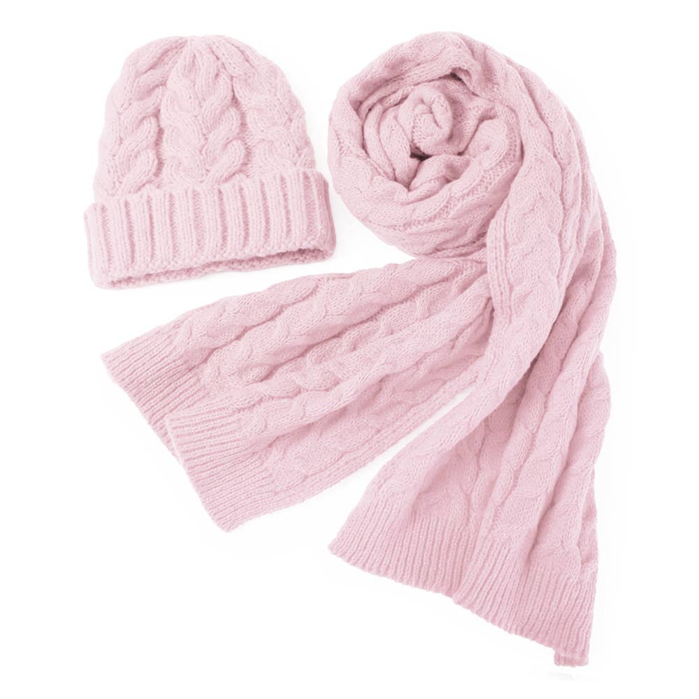 Cable Knit Hat Scarf Set