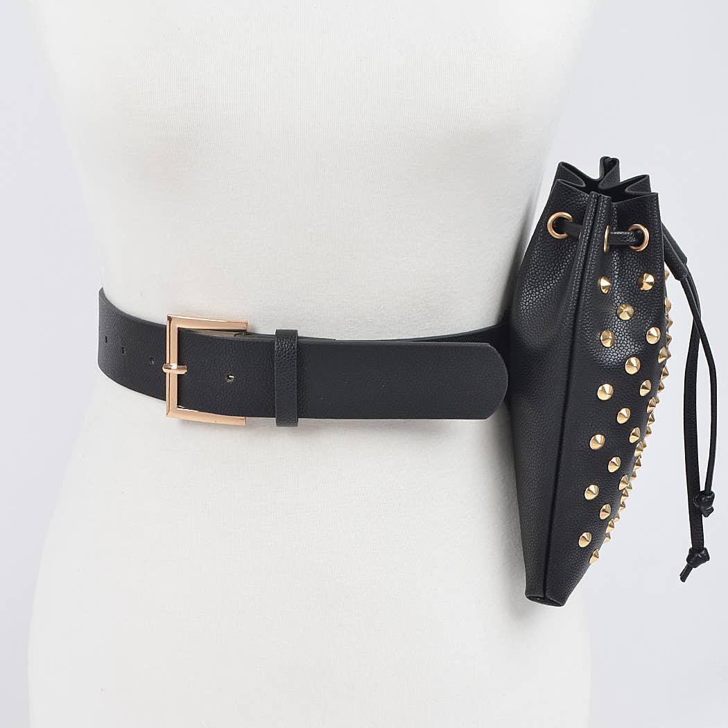 Faux Snake Belt W/studded Bag